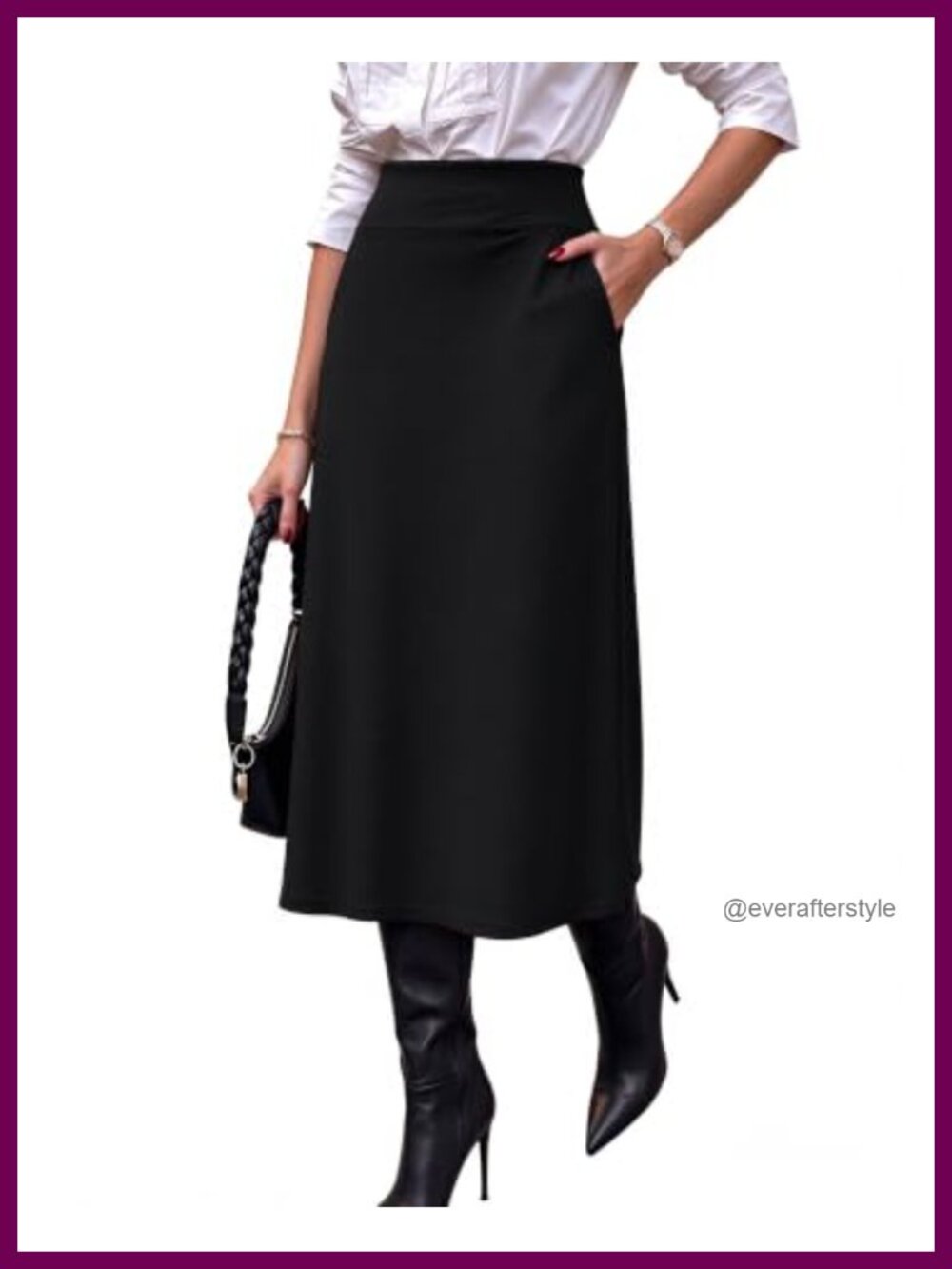 Maxi Long Skirt High Waisted A Line with Pockets Soft Jersey Knit